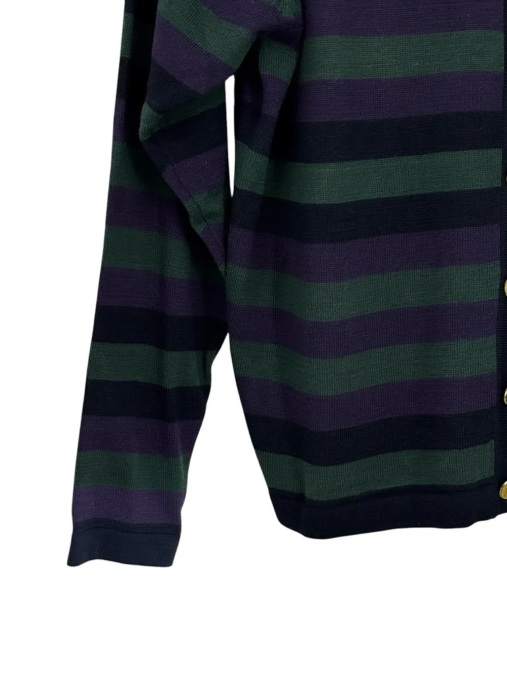 Lee David Collection Medium Green/Purple/Black Acrylic/Cotton Striped Cardigan